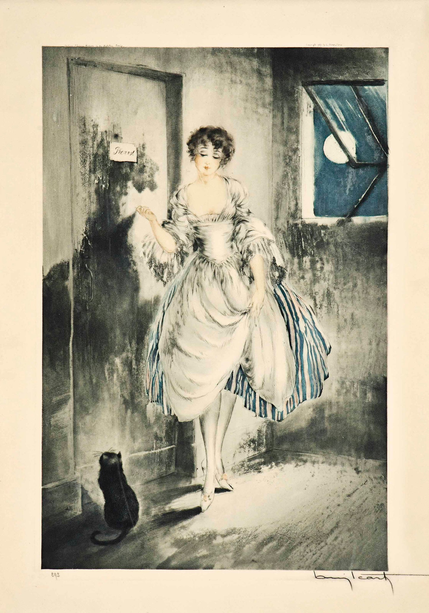 {{ product_title }} Fine Art Print | {{ product_vendor }} Jakero77 Louis Icart - Pierrette (1927) Classy Lady Black Cat Fine Art Print Art Print Jakero77