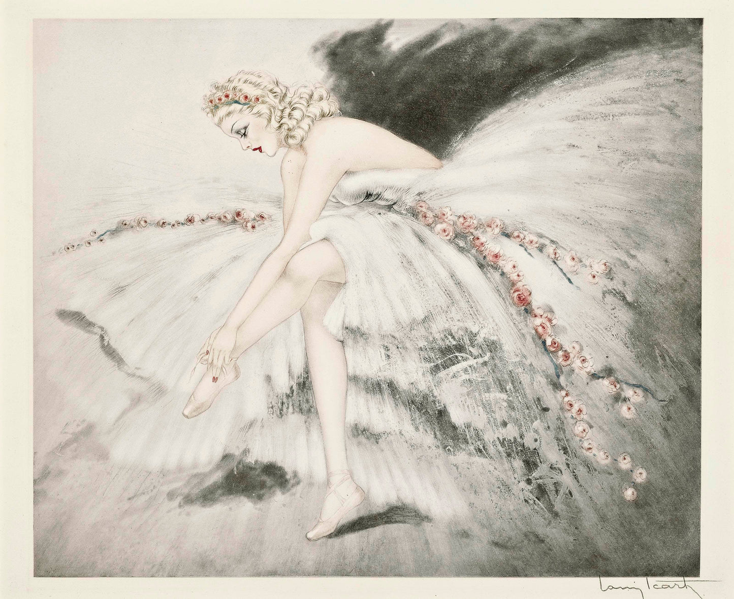 {{ product_title }} Fine Art Print | {{ product_vendor }} Jakero77 Louis Icart - Fair Dancer (1939) Ballerina Angel Dress Fine Art Print Art Print Jakero77