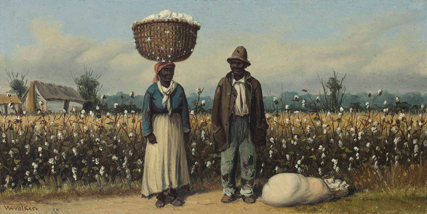 {{ product_title }} Fine Art Print | {{ product_vendor }} Jakero77 William Aiken Walker - Man & Woman Cotton Basket on Her Head (1880s) Fine Art Print Art Print Jakero77