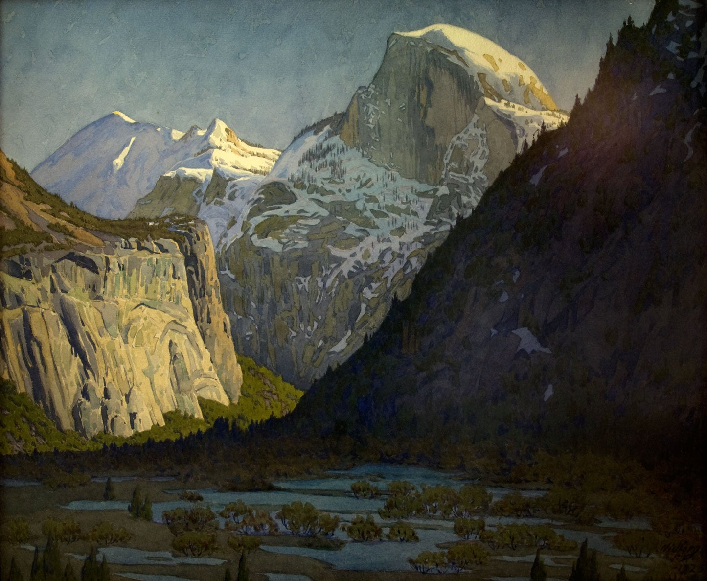 {{ product_title }} Fine Art Print | {{ product_vendor }} Jakero77 Gunnar Widforss - Winter Evening in Yosemite Valley (1923) Fine Art Print Art Print Jakero77