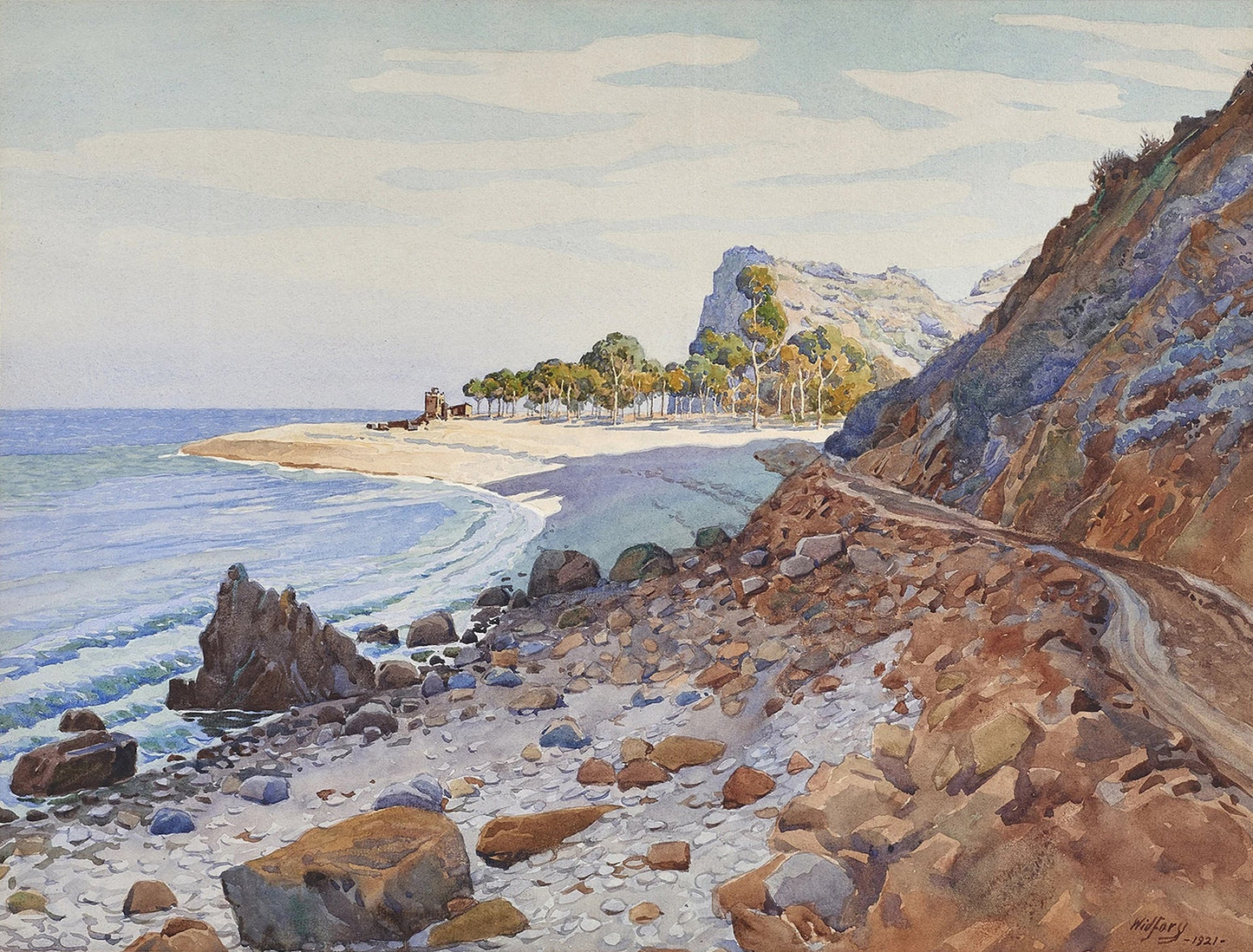 {{ product_title }} Fine Art Print | {{ product_vendor }} Jakero77 Gunnar Widforss - Pueblo Beach Catalina (1921) Fine Art Print Art Print Jakero77