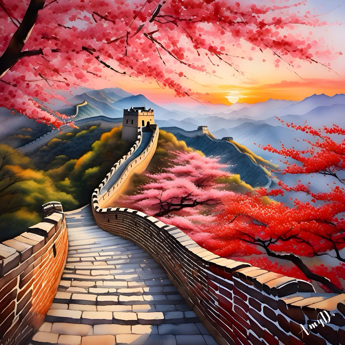 {{ product_title }} Fine Art Print | {{ product_vendor }} Jakero77 Amy Diab - When the Sun Rises (2024) Great Wall of China Signed Fine Art Print Art Print Jakero77
