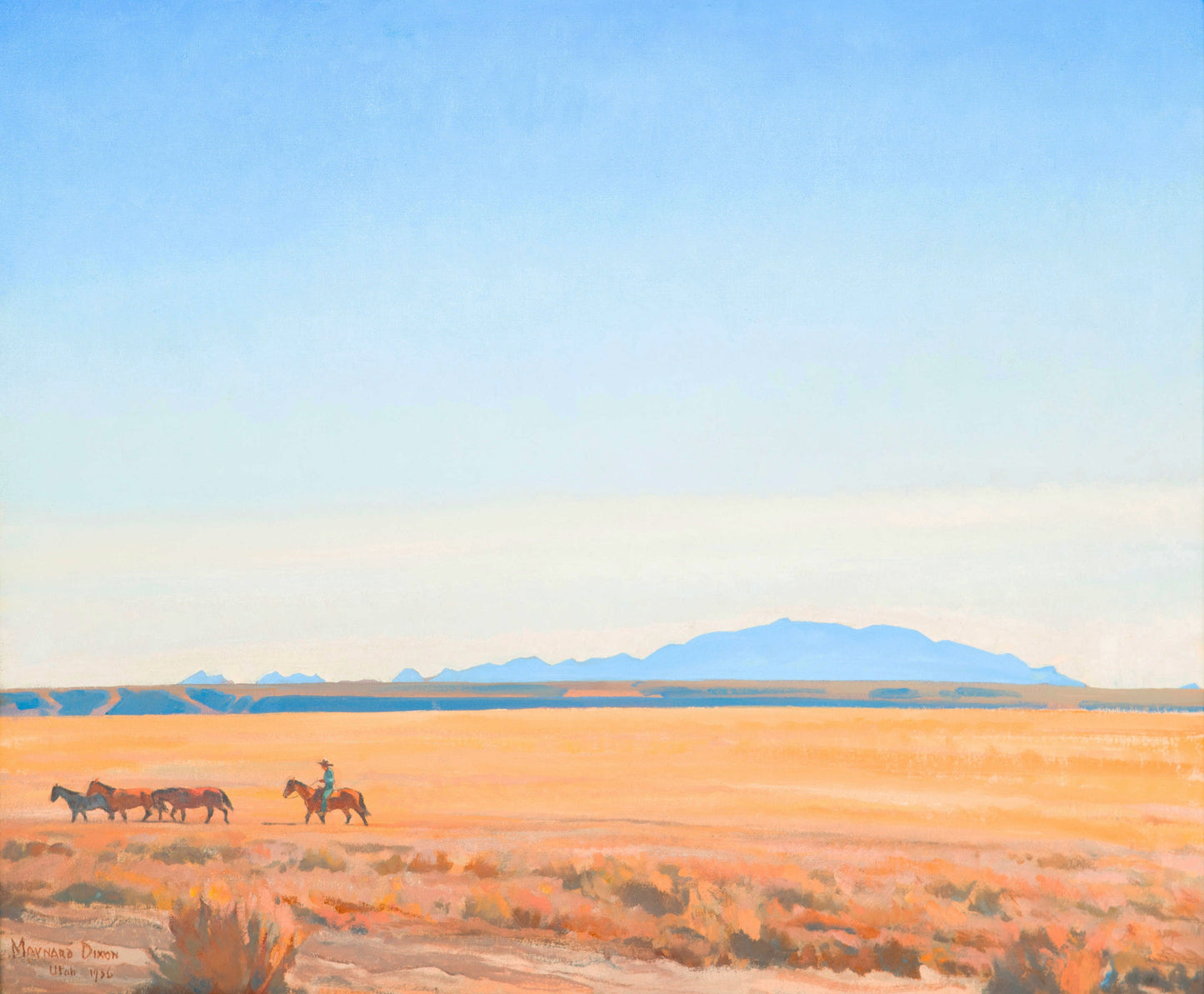 {{ product_title }} Fine Art Print | {{ product_vendor }} Jakero77 Maynard Dixon - Land Westward Utah (1936) Cowboy Horse Fine Art Print Art Print Jakero77
