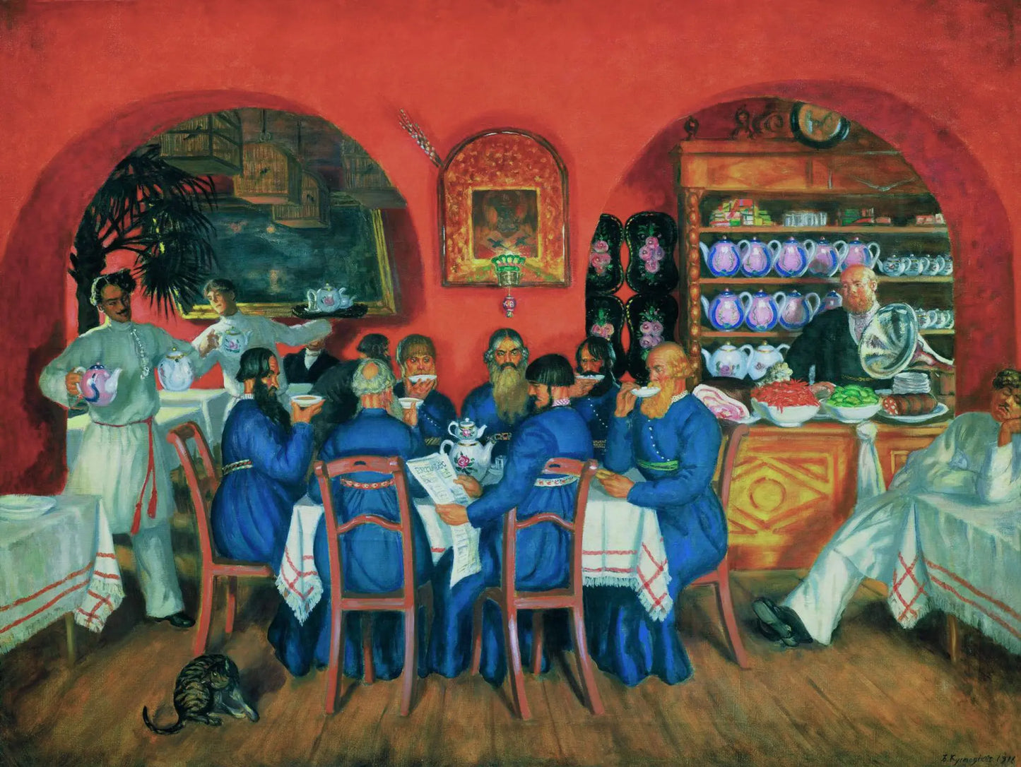 {{ product_title }} Fine Art Print | {{ product_vendor }} Jakero77 Boris Mikhaylovich Kustodiev - Moscow Tavern (1916) - 17" x 22" Fine Art Print Art Print Jakero77