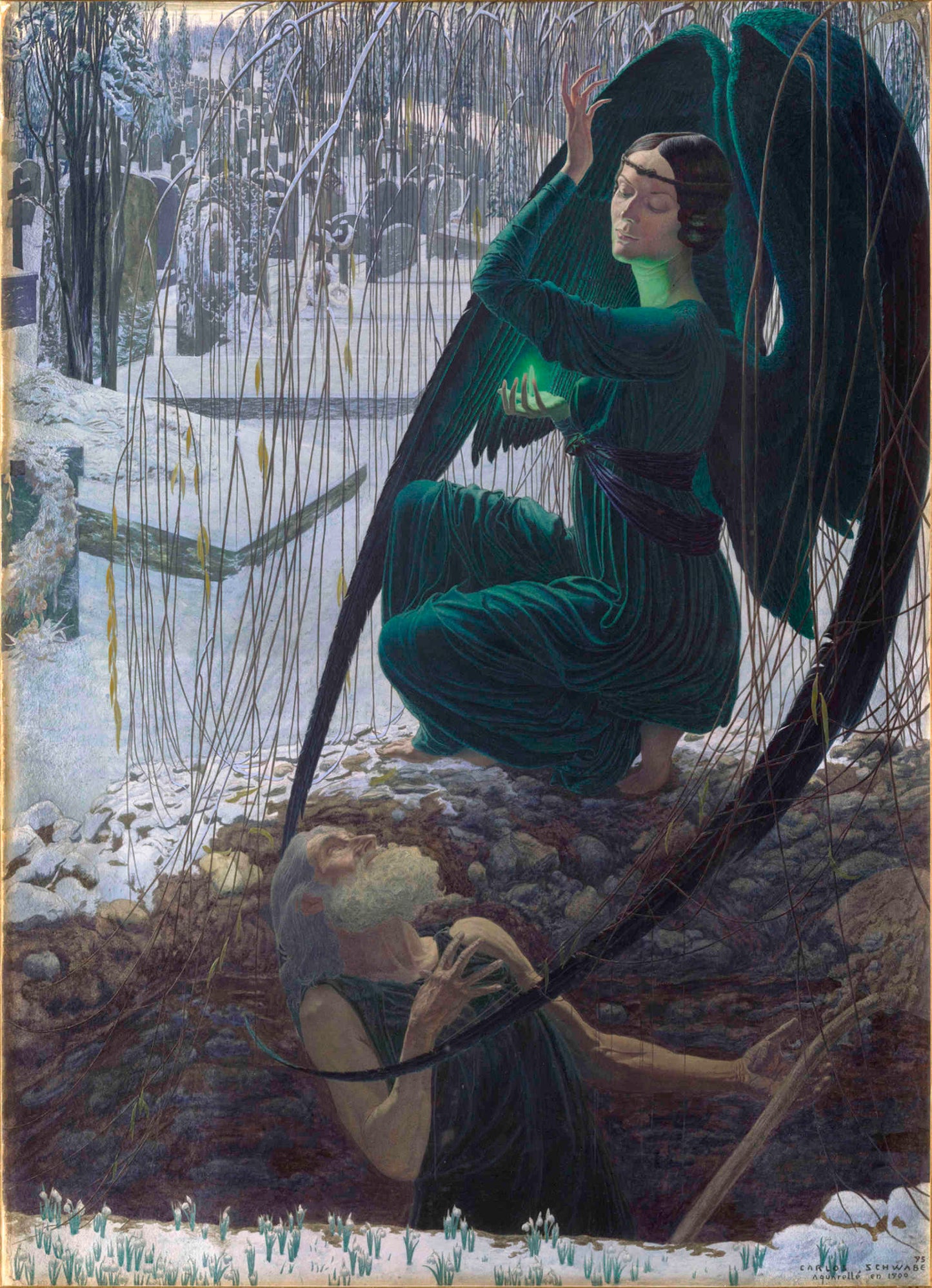 {{ product_title }} Fine Art Print | {{ product_vendor }} Jakero77 Carlos Schwabe - Death and the Gravedigger (1895) Fine Art Print Art Print Jakero77
