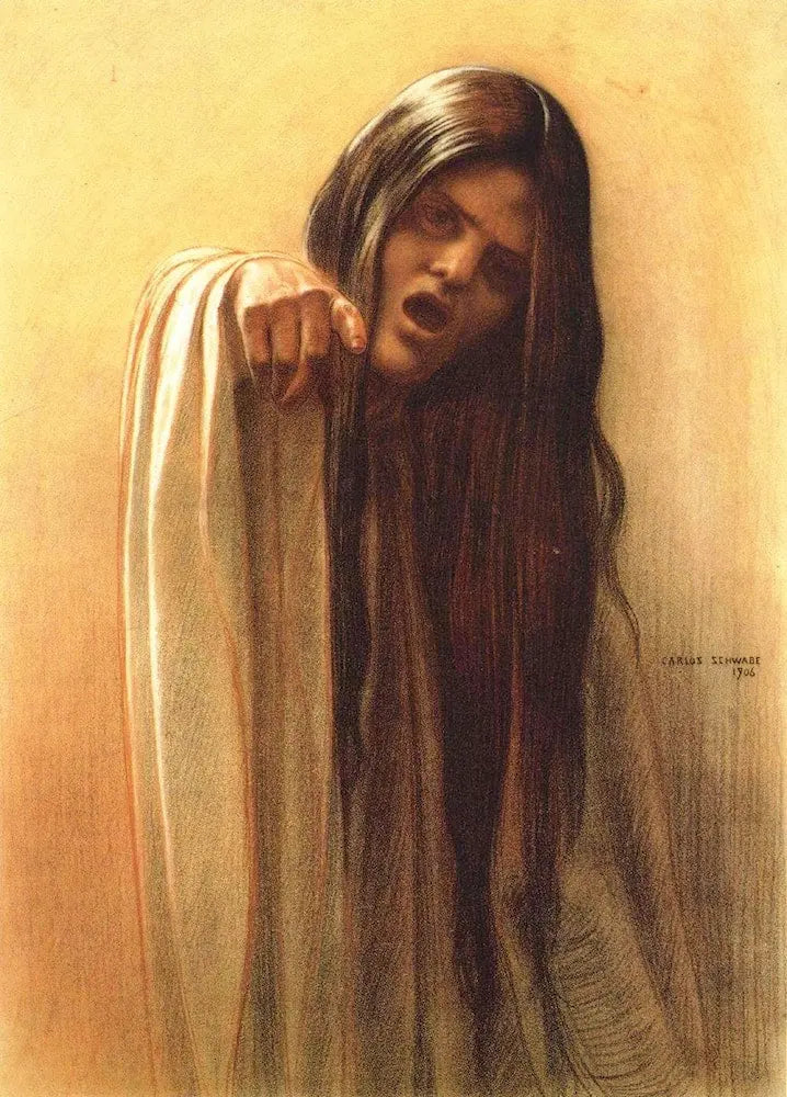 {{ product_title }} Fine Art Print | {{ product_vendor }} Jakero77 Carlos Schwabe - Study of Woman for The Wave 1 (1906) Fine Art Print Art Print Jakero77