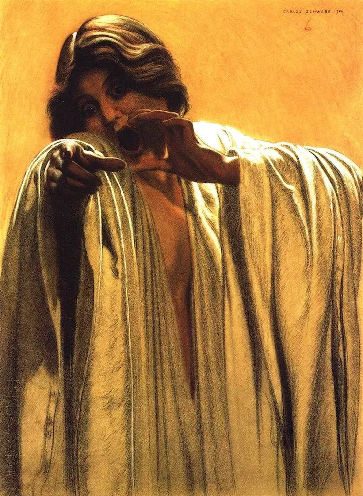 {{ product_title }} Fine Art Print | {{ product_vendor }} Jakero77 Carlos Schwabe - Study of Woman for The Wave 6 (1906) Fine Art Print Art Print Jakero77