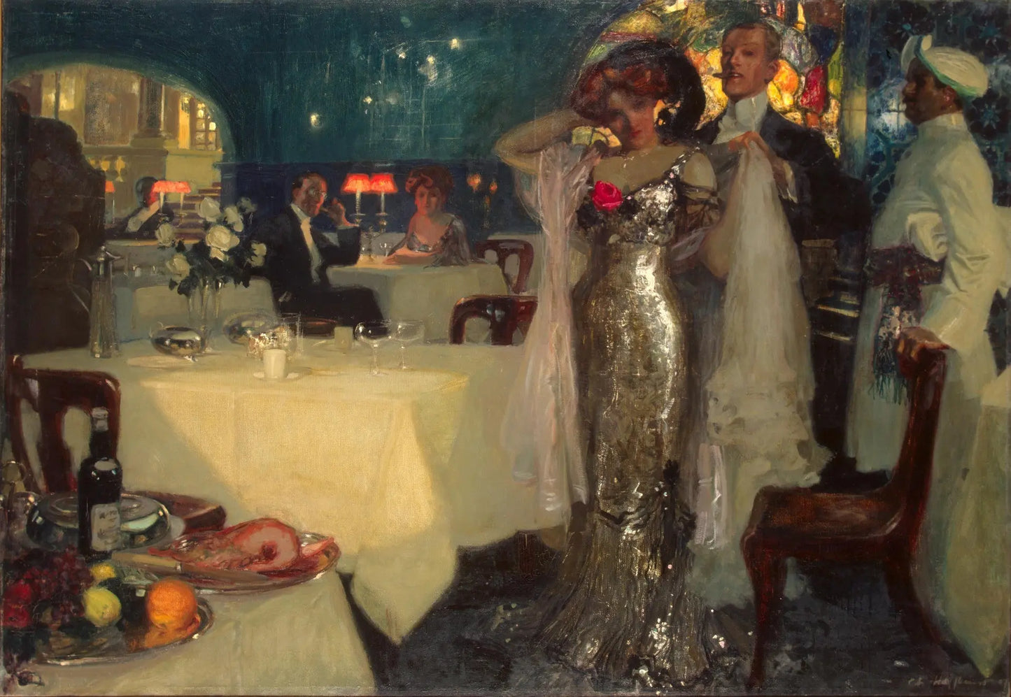 {{ product_title }} Fine Art Print | {{ product_vendor }} Jakero77 Charles Hoffbauer - In the Restaurant (1907) Fine Art Print Art Print Jakero77