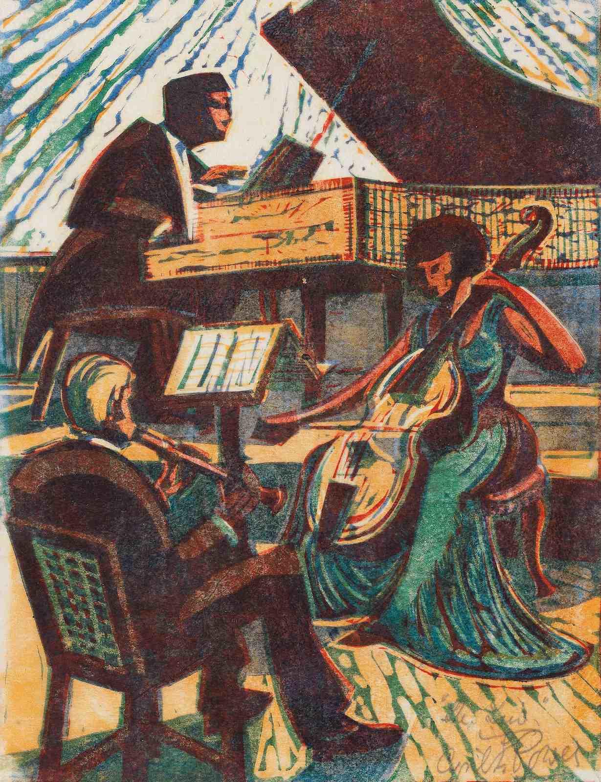 {{ product_title }} Fine Art Print | {{ product_vendor }} Jakero77 Cyril Edward Power - Trio of Musicians (circa 1936) - 17" x 22" Fine Art Print Art Print Jakero77