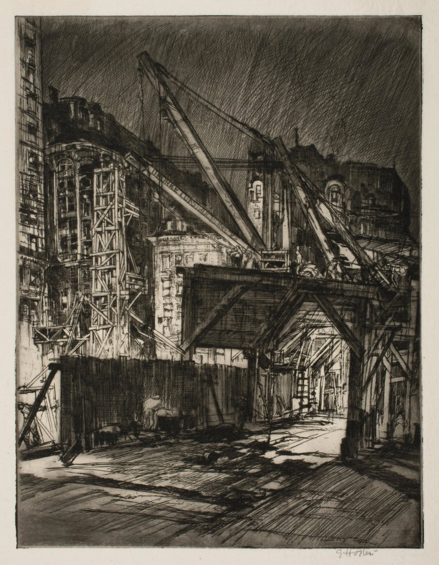 {{ product_title }} Fine Art Print | {{ product_vendor }} Jakero77 Earl Horter - Building the Equitable Excavatioin (1913) Fine Art Print Art Print Jakero77