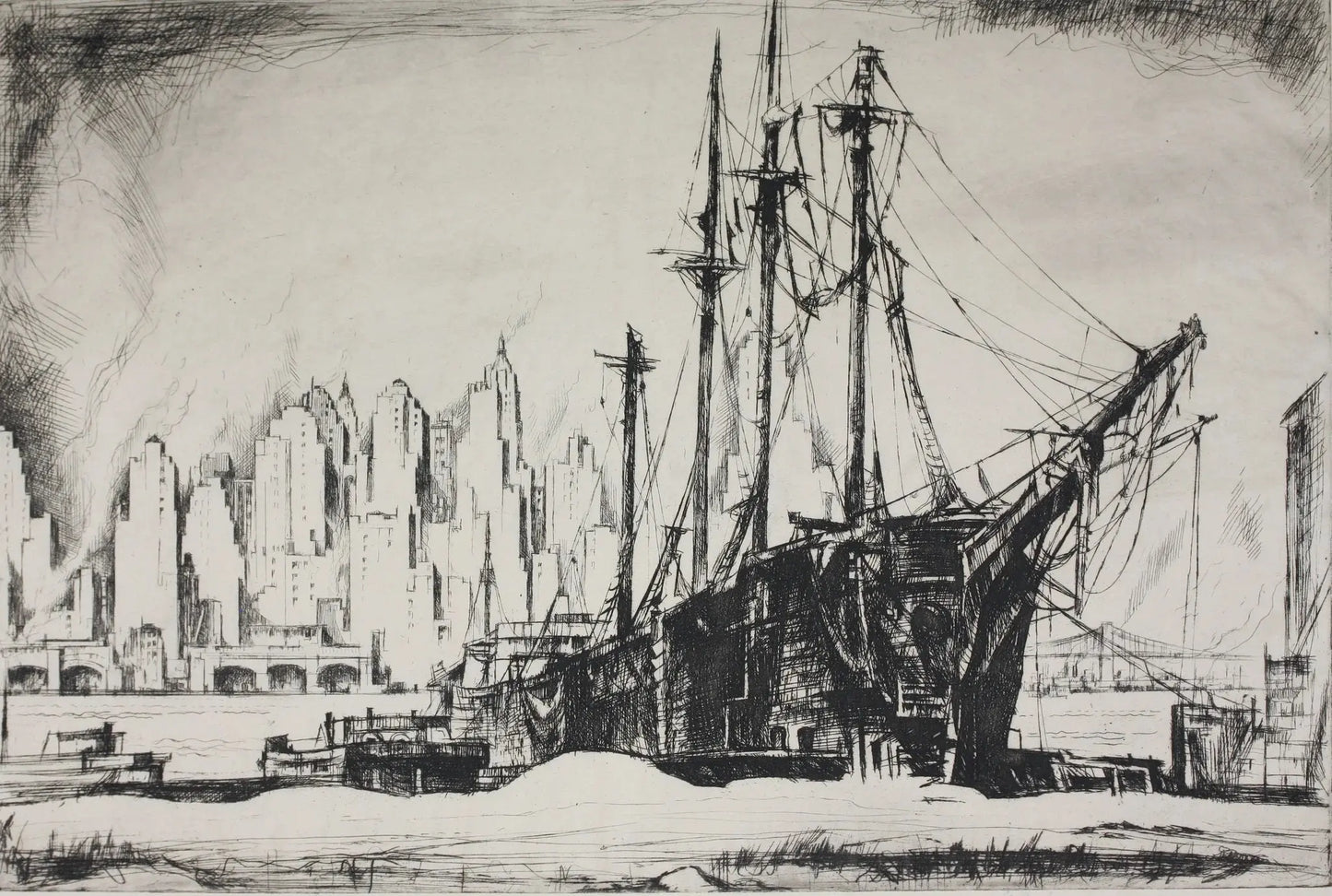 {{ product_title }} Fine Art Print | {{ product_vendor }} Jakero77 Earl Horter - New York Docks (1922) Fine Art Print Art Print Jakero77