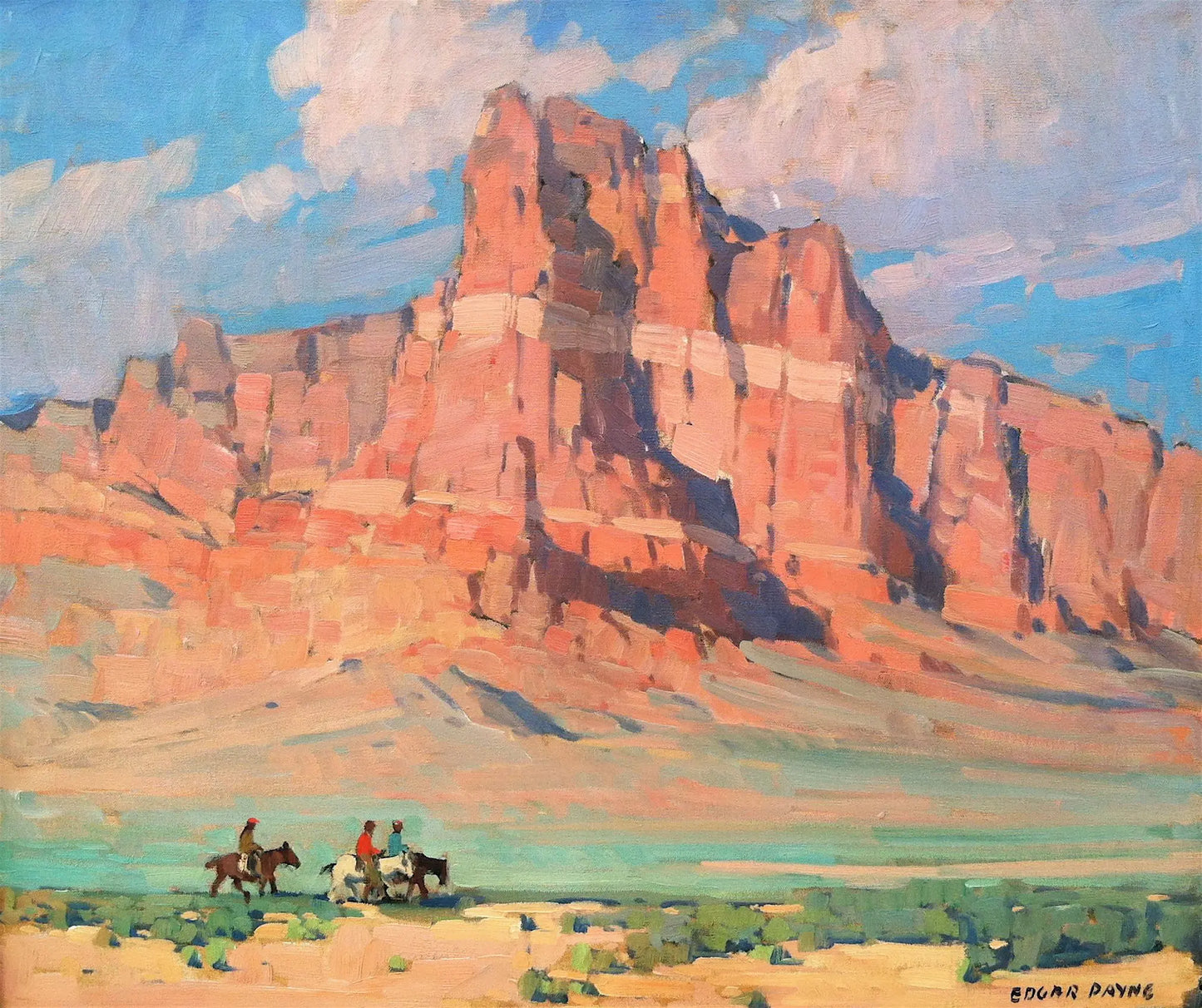 {{ product_title }} Fine Art Print | {{ product_vendor }} Jakero77 Edgar Alwin Payne - Mesa Arizona (1928) Cowboys Horseback Western Fine Art Print Art Print Jakero77