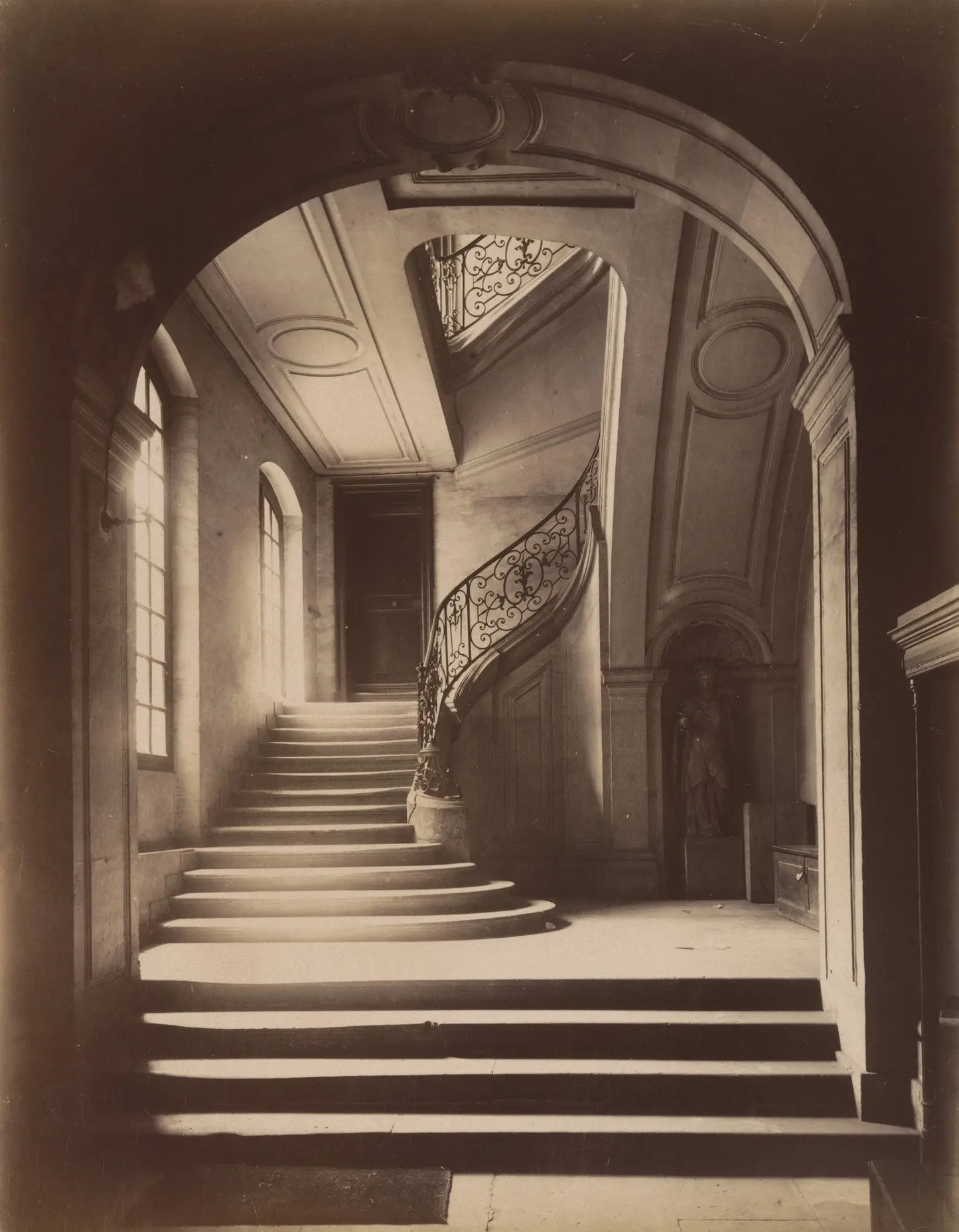 {{ product_title }} Fine Art Print | {{ product_vendor }} Jakero77 Eugene Atget - Hôtel du Marquis de Lagrange (1901) Staircase Fine Art Print Art Print Jakero77