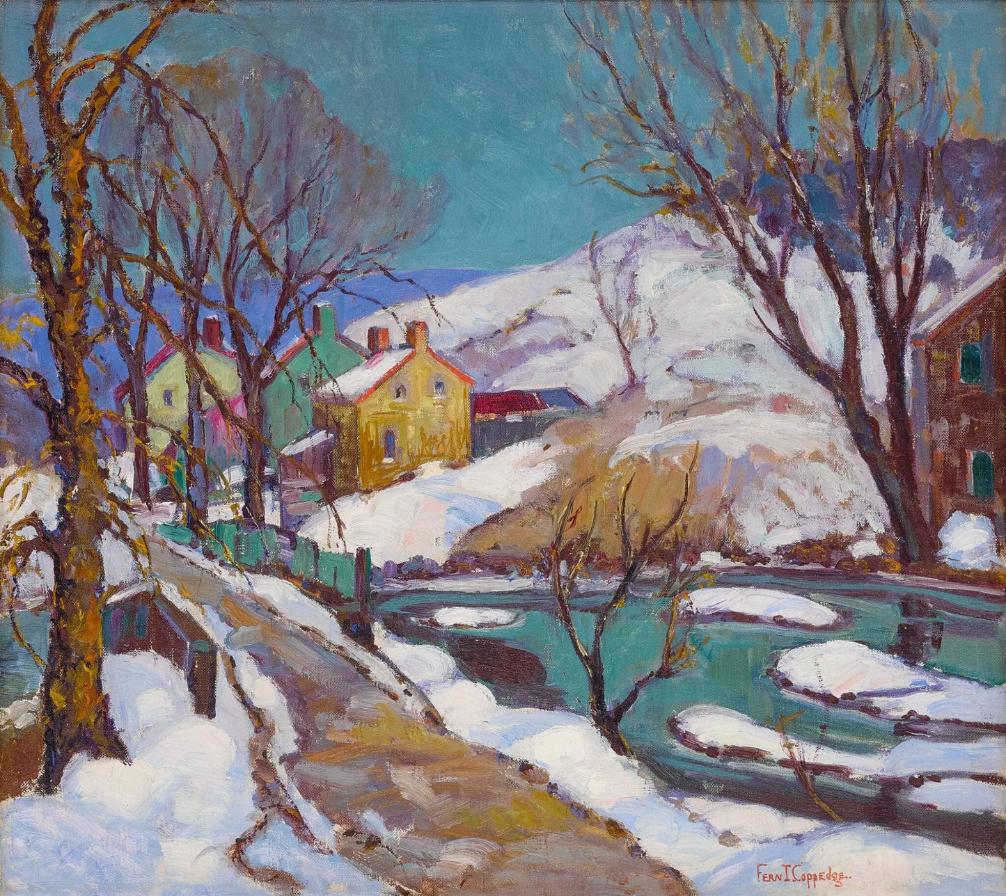 {{ product_title }} Fine Art Print | {{ product_vendor }} Jakero77 Fern Isabel Coppedge - Winter Along the Towpath (1930s) Fine Art Print Art Print Jakero77