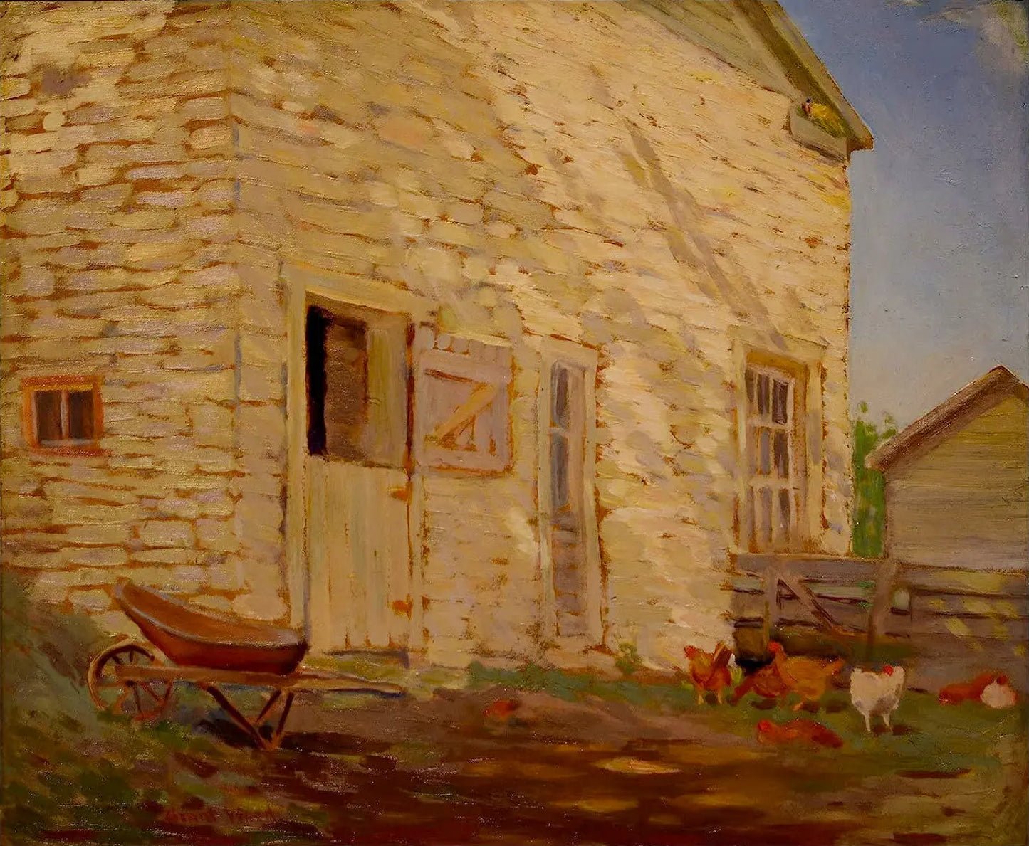 {{ product_title }} Fine Art Print | {{ product_vendor }} Jakero77 Grant Wood - Old Stone and Barn (1919) Fine Art Print Art Print Jakero77