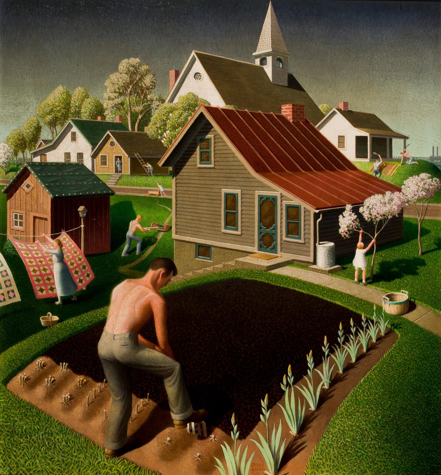 {{ product_title }} Fine Art Print | {{ product_vendor }} Jakero77 Grant Wood - Spring in Town (1941) Fine Art Print Art Print Jakero77