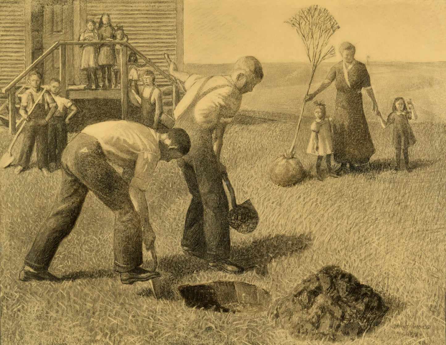 {{ product_title }} Fine Art Print | {{ product_vendor }} Jakero77 Grant Wood - Study for Tree Planting (1937) Fine Art Print Art Print Jakero77