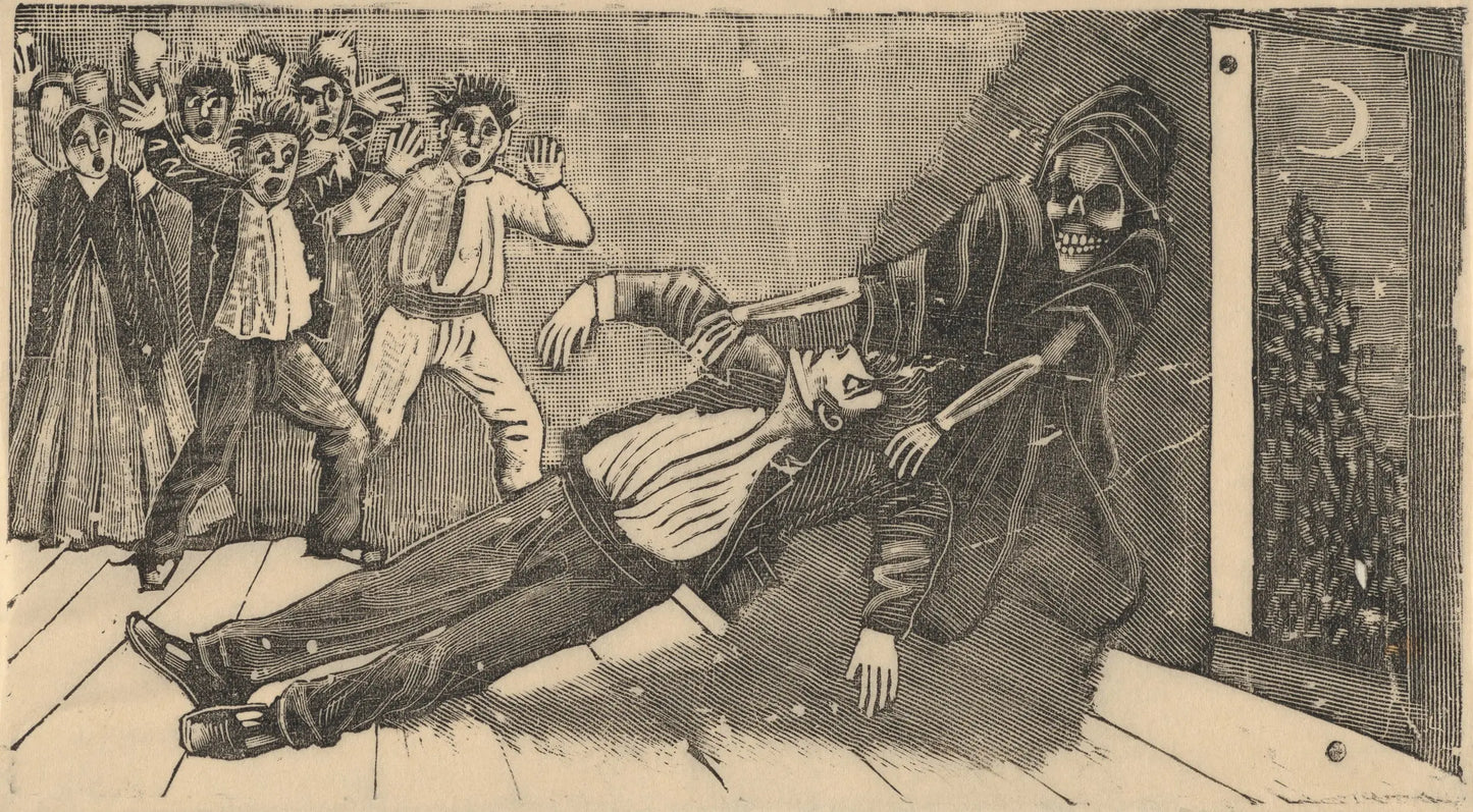 {{ product_title }} Fine Art Print | {{ product_vendor }} Jakero77 Jose Guadalupe Posada - Apparition Ghost of Don Juan (1893) - 17"x22" Art Print Art Print Jakero77