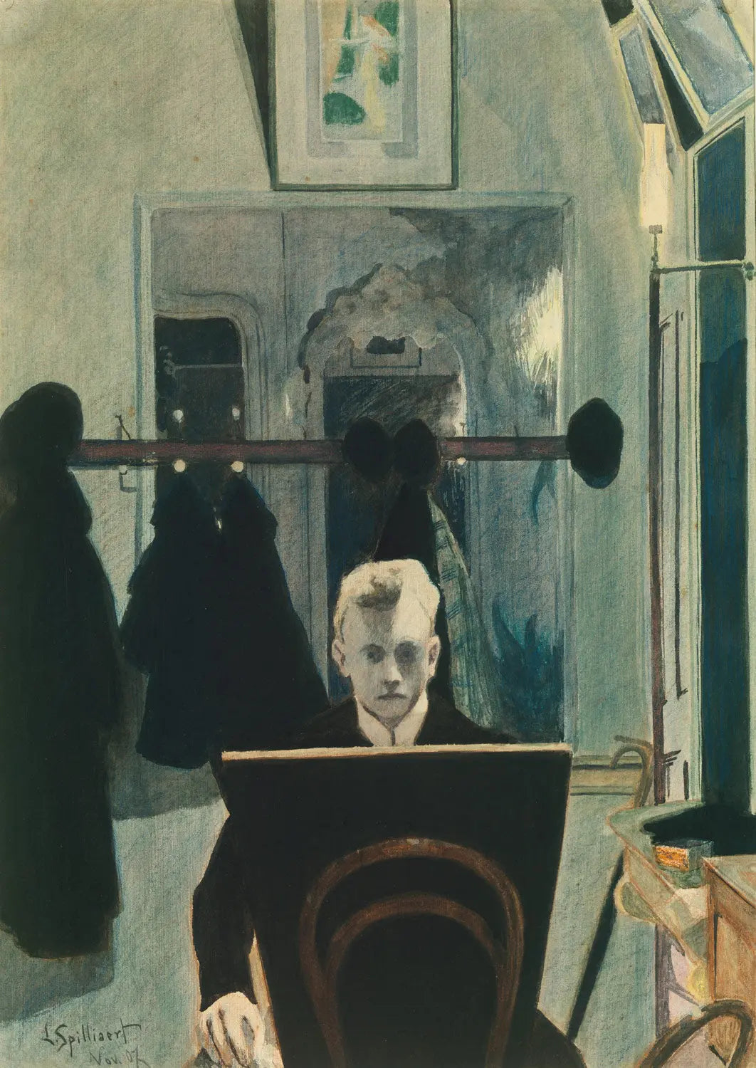 {{ product_title }} Fine Art Print | {{ product_vendor }} Jakero77 Léon Spilliaert - Self Portrait at Easel (1907) Fine Art Print Art Print Jakero77