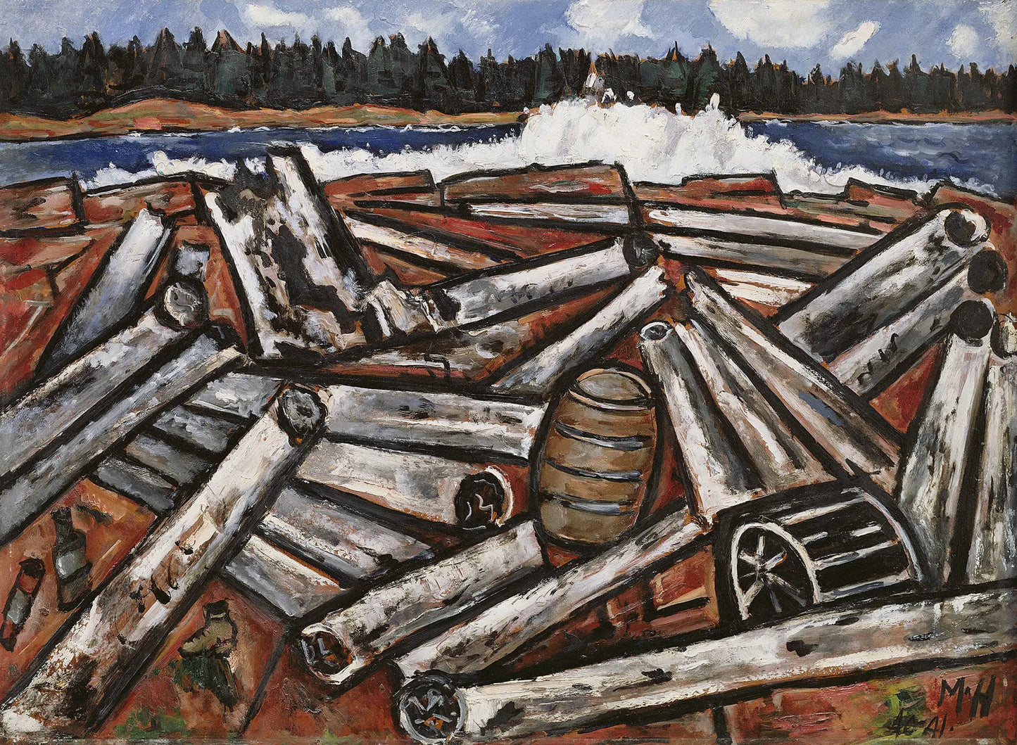 {{ product_title }} Fine Art Print | {{ product_vendor }} Jakero77 Marsden Hartley - Log Jam Penobscot Bay (1940–41) Fine Art Print Art Print Jakero77