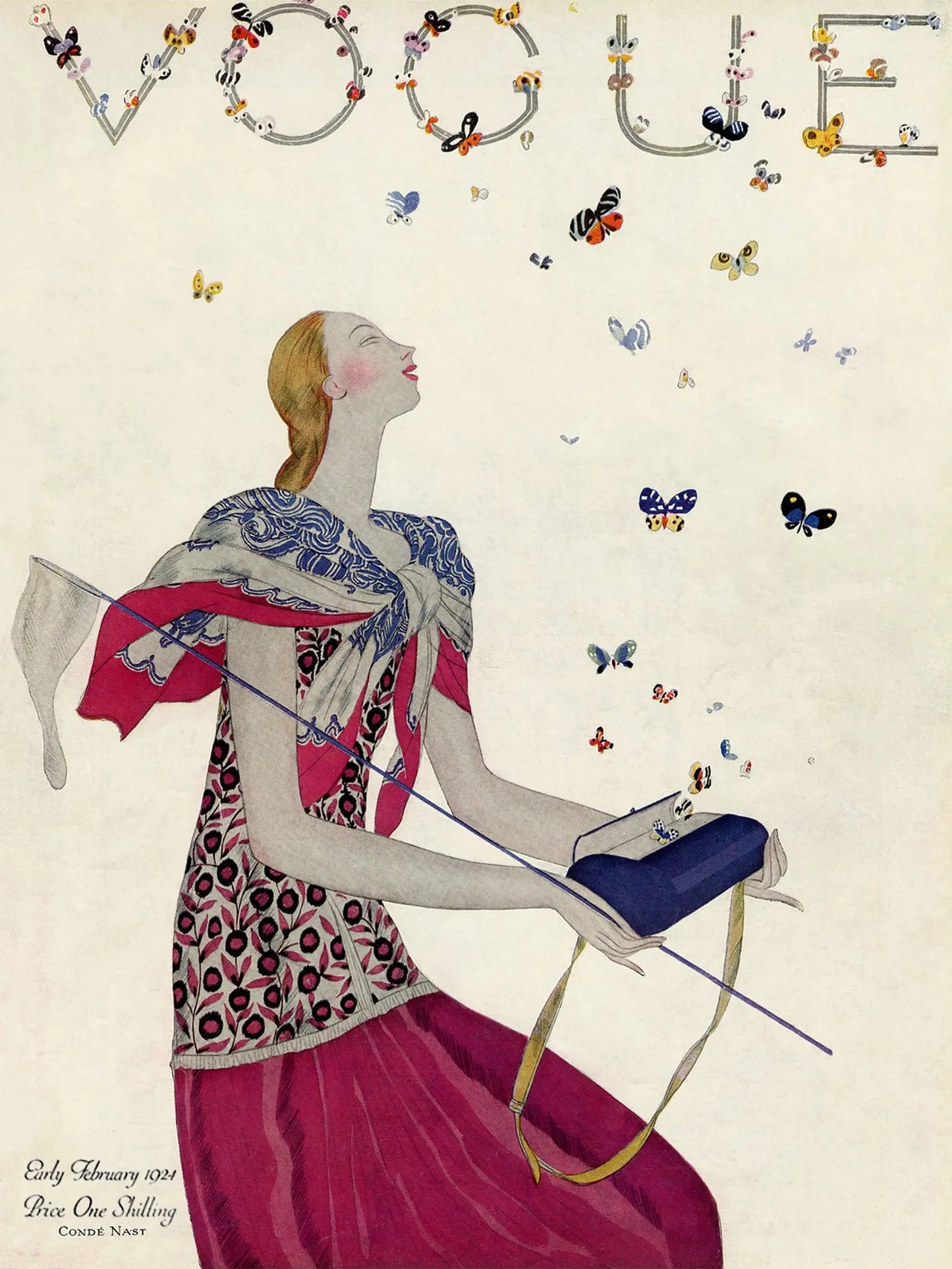 {{ product_title }} Fine Art Print | {{ product_vendor }} Jakero77 Vogue Vintage Fashion Cover Butterflies in Spring (1924) - 17" x 22" Art Print Art Print Jakero77