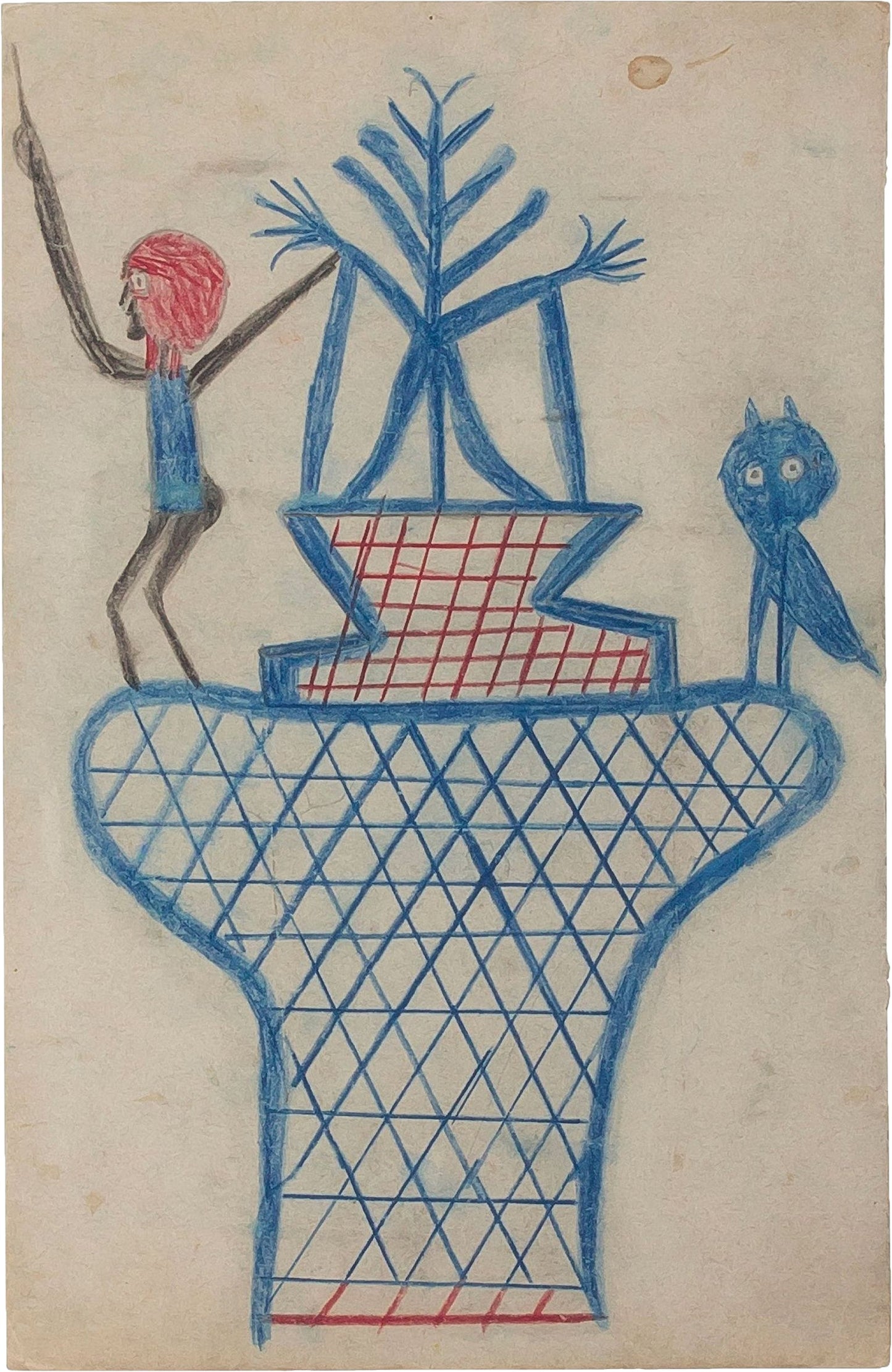 {{ product_title }} Fine Art Print | {{ product_vendor }} Jakero77 Bill Traylor Untitled Basket Man and Owl circa 1939 Fine Art Print Art Print Jakero77