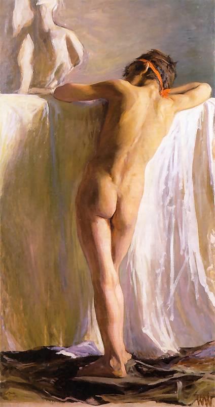 Wojciech Weiss Red Ribbon 1896 Fine Art Print