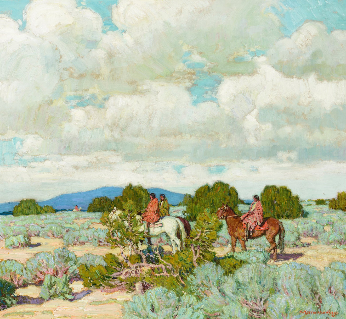 {{ product_title }} Fine Art Print | {{ product_vendor }} Jakero77 Ernest Martin Hennings Riders in the Taos Foothills 1930 Fine Art Print Art Print Jakero77