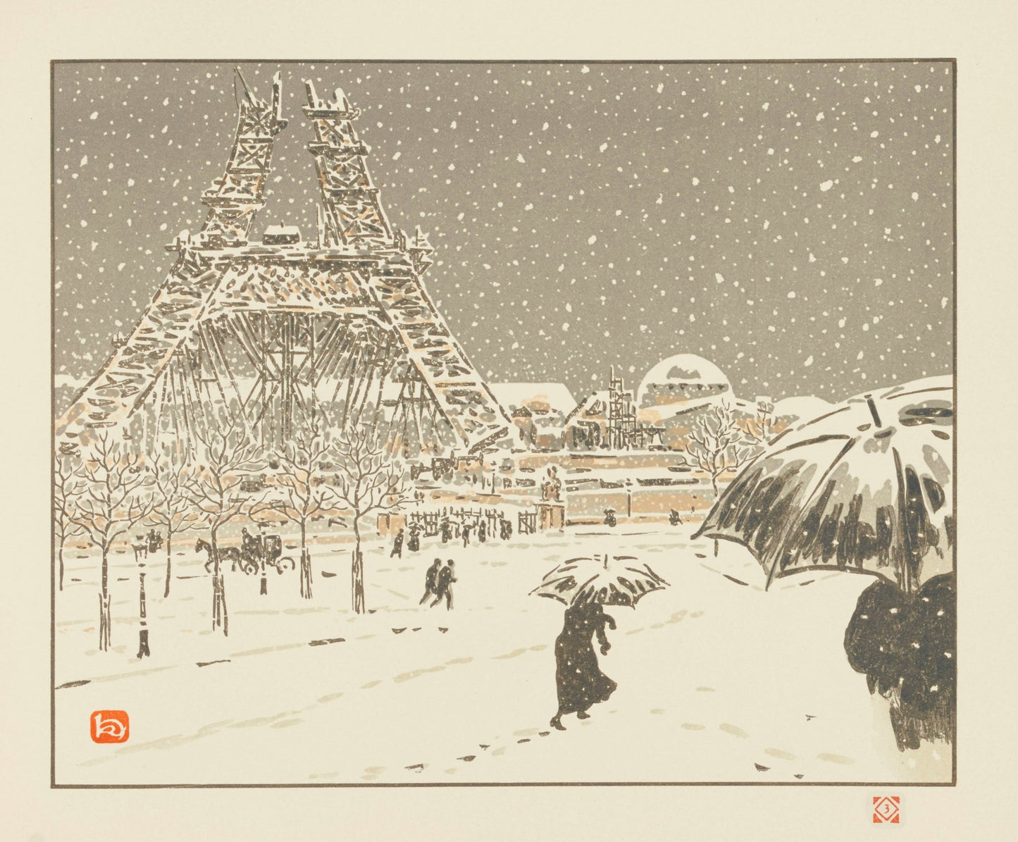 Henri Riviere Eiffel Tower View in Winter 1900 Paris France Fine Art Print Fine Art Print | Jakero77