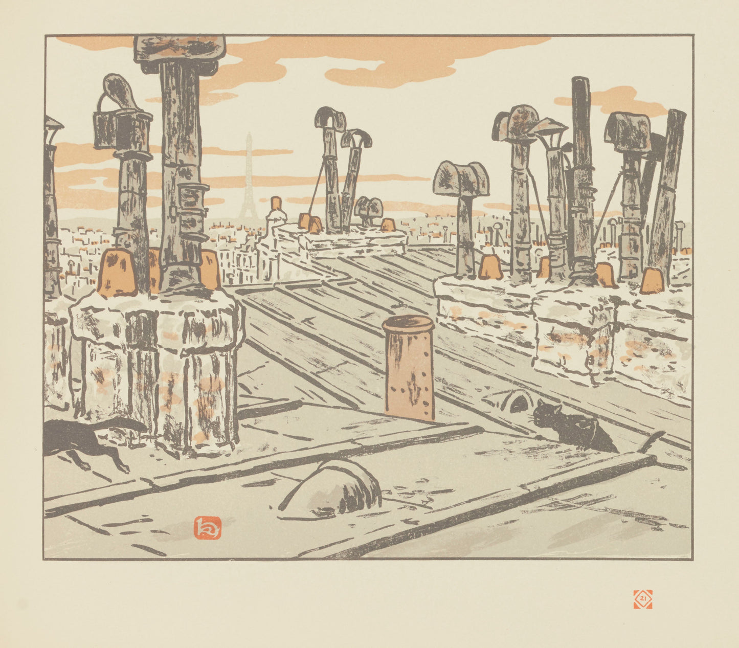 {{ product_title }} Fine Art Print | {{ product_vendor }} Jakero77 Henri Riviere Paris Tin Roof Black Cats Eiffel Tower 1900 Fine Art Print Art Print Jakero77