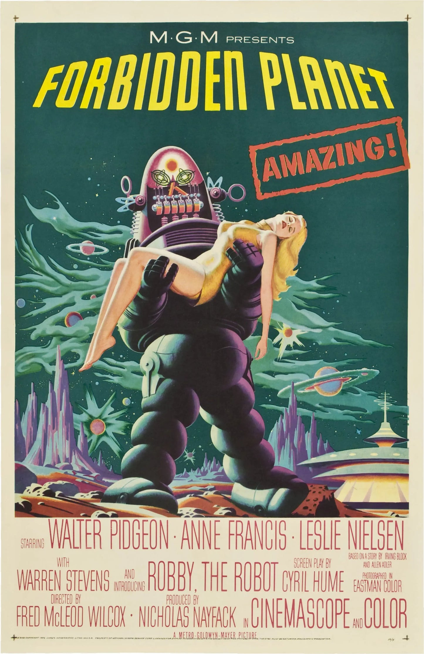 Forbidden Planet 1956 Movie Poster Robby Robot - 17" x 22" Fine Art Print Jakero77