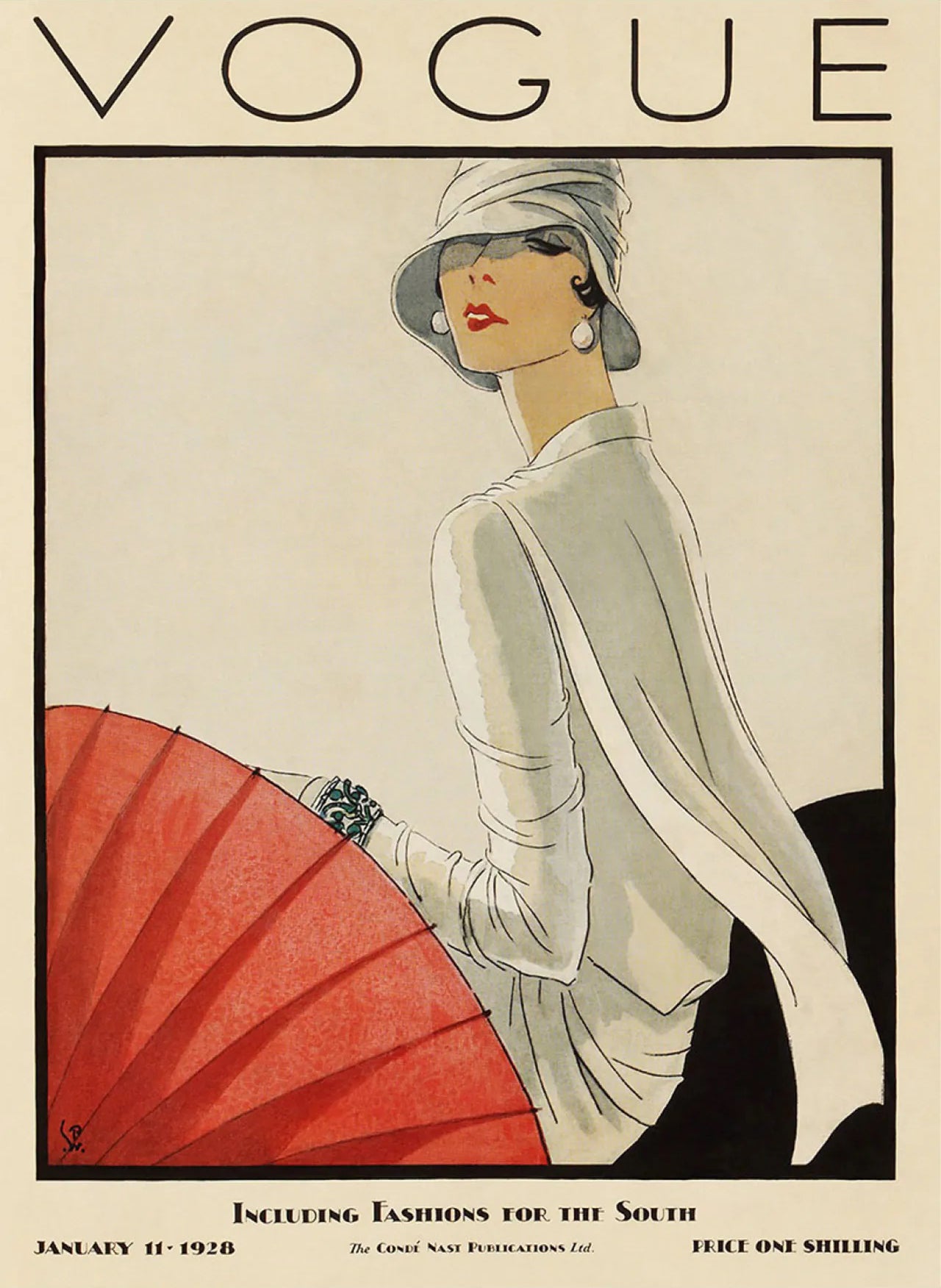 Vintage Vogue Fashion For the South Cover (1928) - 17" x 22" Fine Art Print