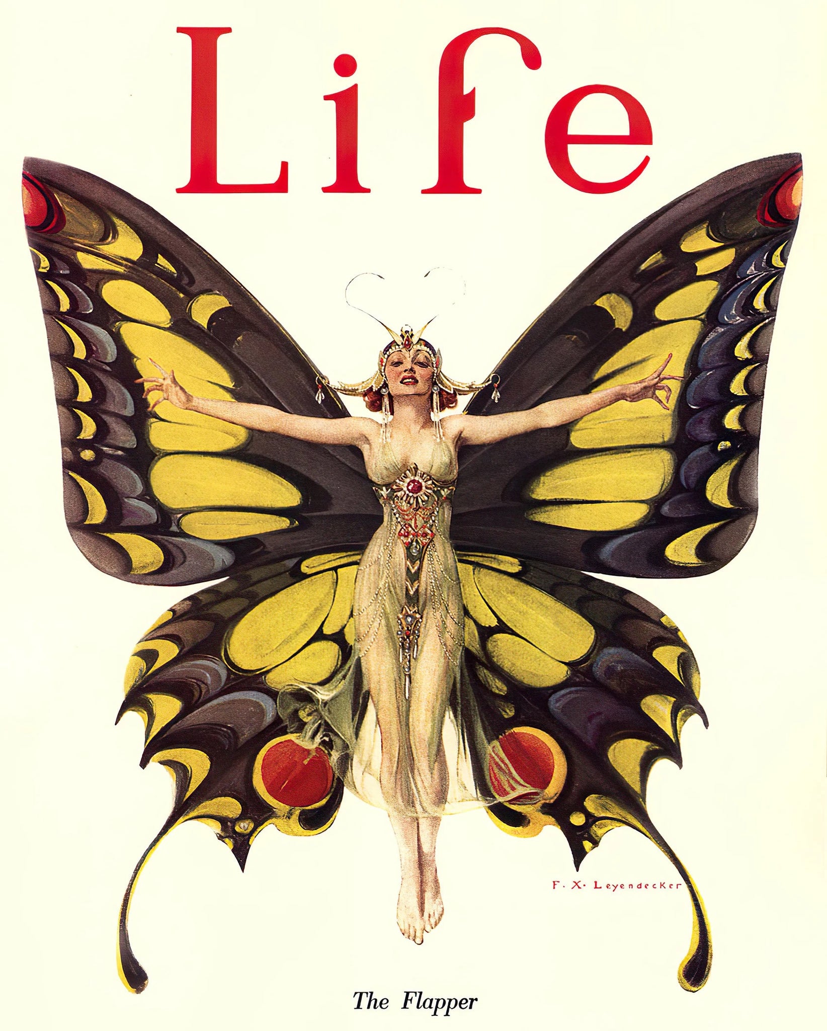 F.X. Leyendecker - The Flapper, Life Magazine Cover (1922) - 17" x 22" Art Print