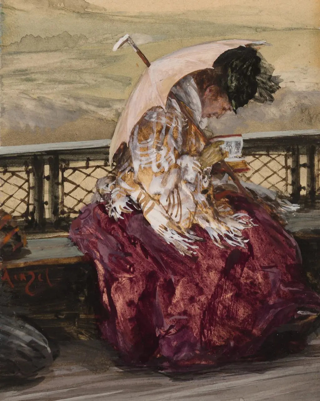 {{ product_title }} Fine Art Print | {{ product_vendor }} Jakero77 Adolf von Menzel - Lesende Dame Emilie Fontane Signed - 17" x 22" Fine Art Print Art Print Jakero77