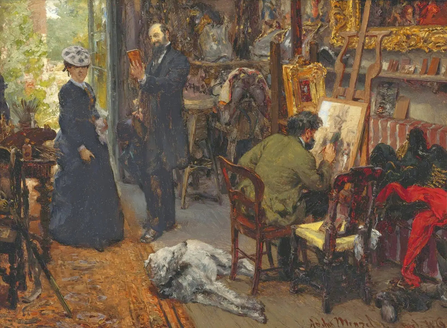 {{ product_title }} Fine Art Print | {{ product_vendor }} Jakero77 Adolph von Menzel - Meissonier in his Studio @ Poissy (1869) Signed - 17"x22" Print Art Print Jakero77
