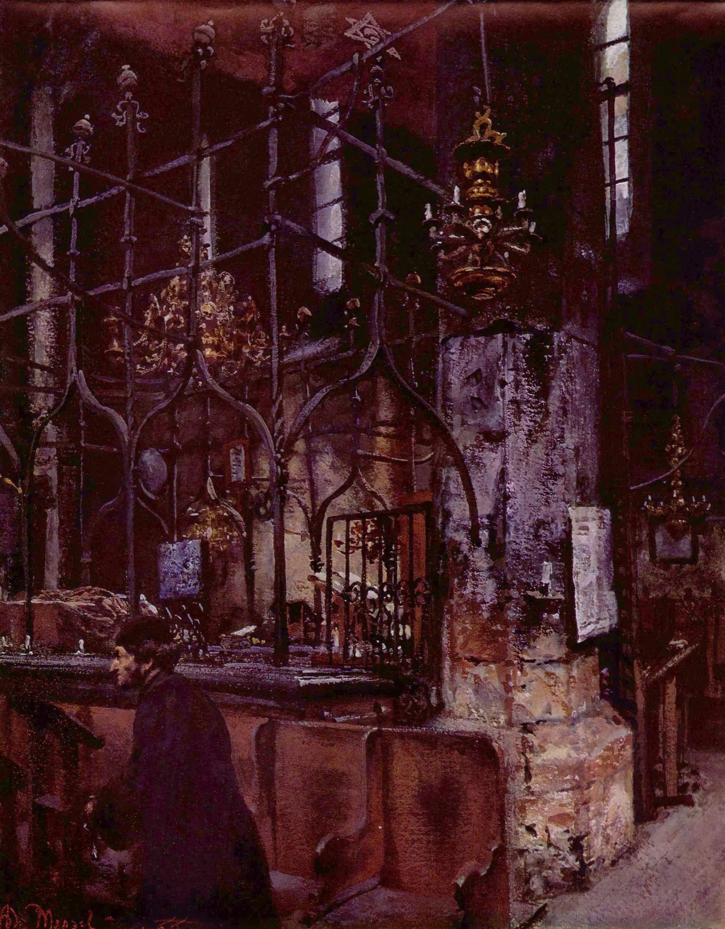 {{ product_title }} Fine Art Print | {{ product_vendor }} Jakero77 Adolph von Menzel - Old Synagogue in Prague (1866) Signed - 17"x22" Fine Art Print Art Print Jakero77