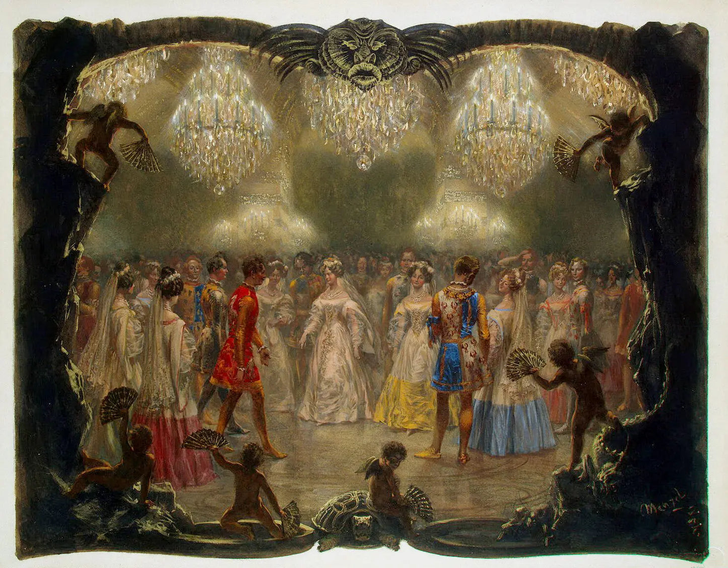 {{ product_title }} Fine Art Print | {{ product_vendor }} Jakero77 Adolph von Menzel - Russian Aristrocrat Ball (1829) Signed - 17"x22" Fine Art Print Art Print Jakero77