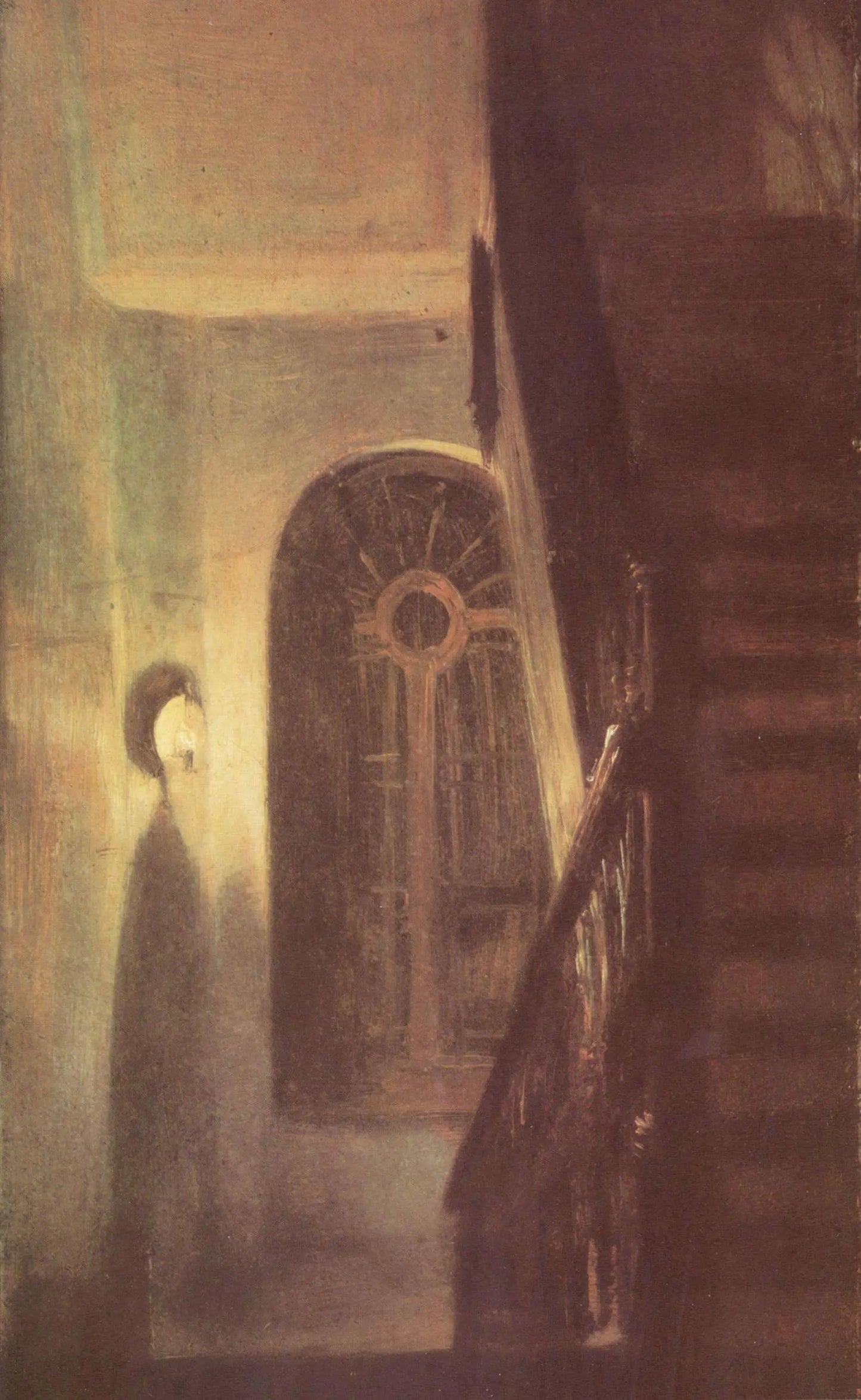 {{ product_title }} Fine Art Print | {{ product_vendor }} Jakero77 Adolph von Menzel - Stairway with Night Lighting (1848) - 17" x 22" Fine Art Print Art Print Jakero77