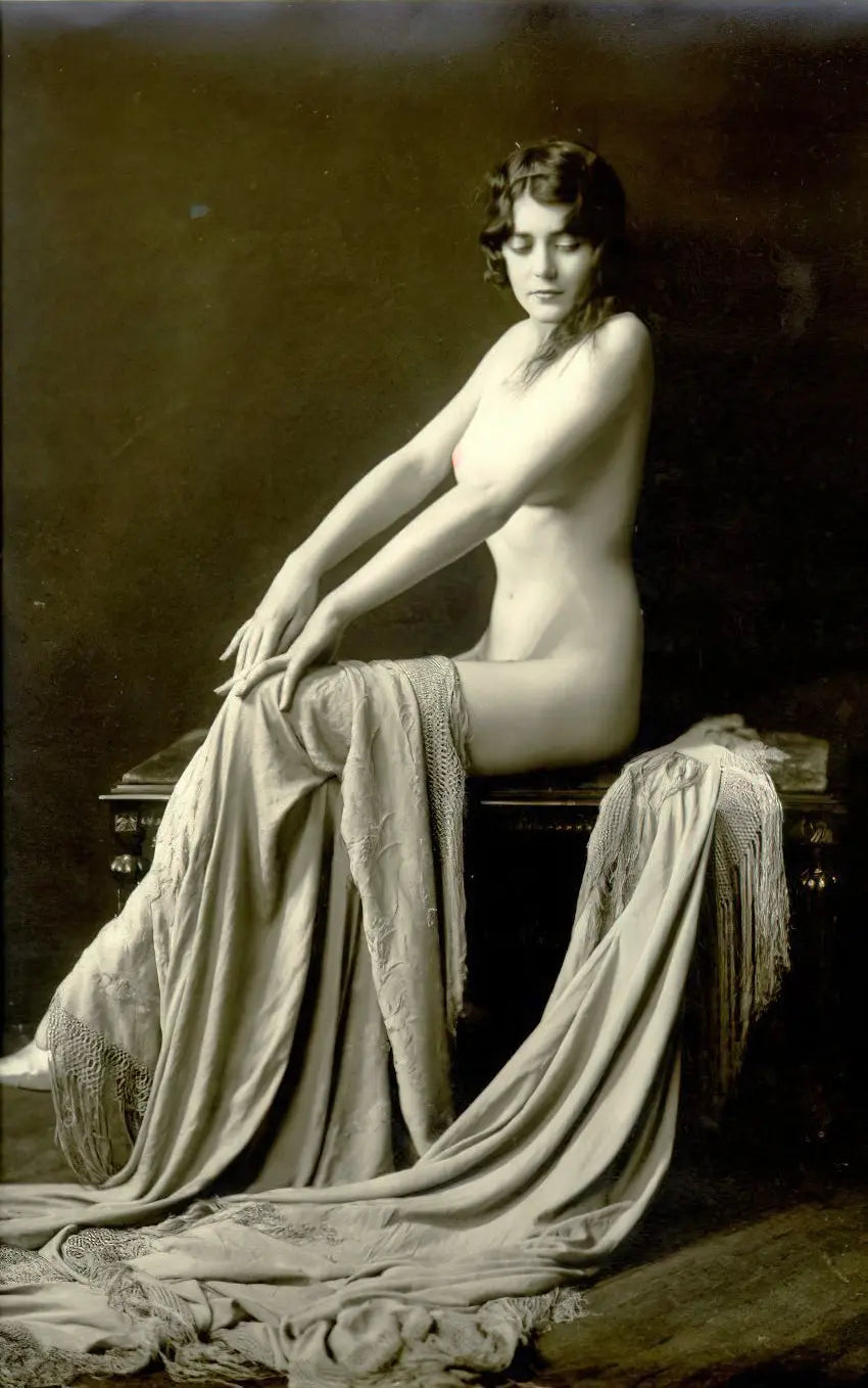 {{ product_title }} Fine Art Print | {{ product_vendor }} Jakero77 Alfred Cheney Johnston - Elegant Female Nude Model 1920s - 17" x 22" Art Print Art Print Jakero77