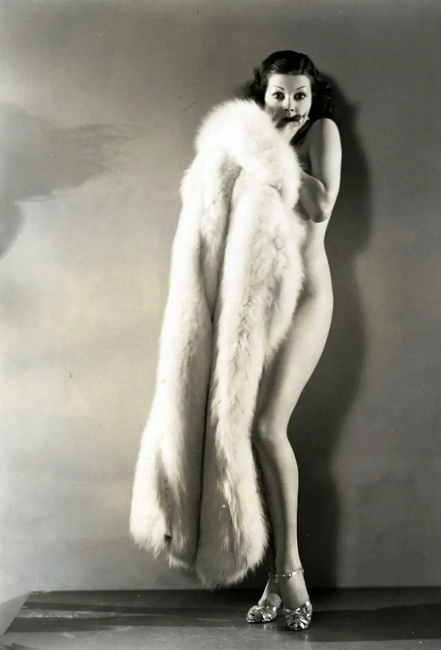 {{ product_title }} Fine Art Print | {{ product_vendor }} Jakero77 Alfred Cheney Johnston - Eve Arden Nude in Fur (1934) - 17" x 22" Fine Art Print Art Print Jakero77