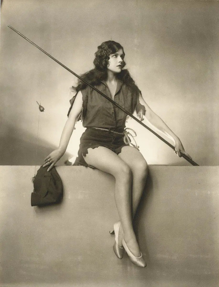 {{ product_title }} Fine Art Print | {{ product_vendor }} Jakero77 Alfred Cheney Johnston - Naomi Johnson Fishing Pole (1925) - 17" x 22" Art Print Art Print Jakero77