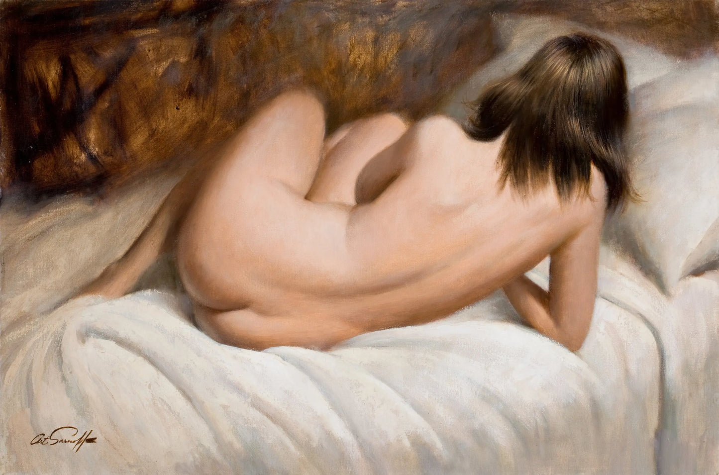{{ product_title }} Fine Art Print | {{ product_vendor }} Jakero77 Arthur Sarnoff - Reclining Nude Female Butt 1960s Signed - 17" x 22" Art Print Art Print Jakero77