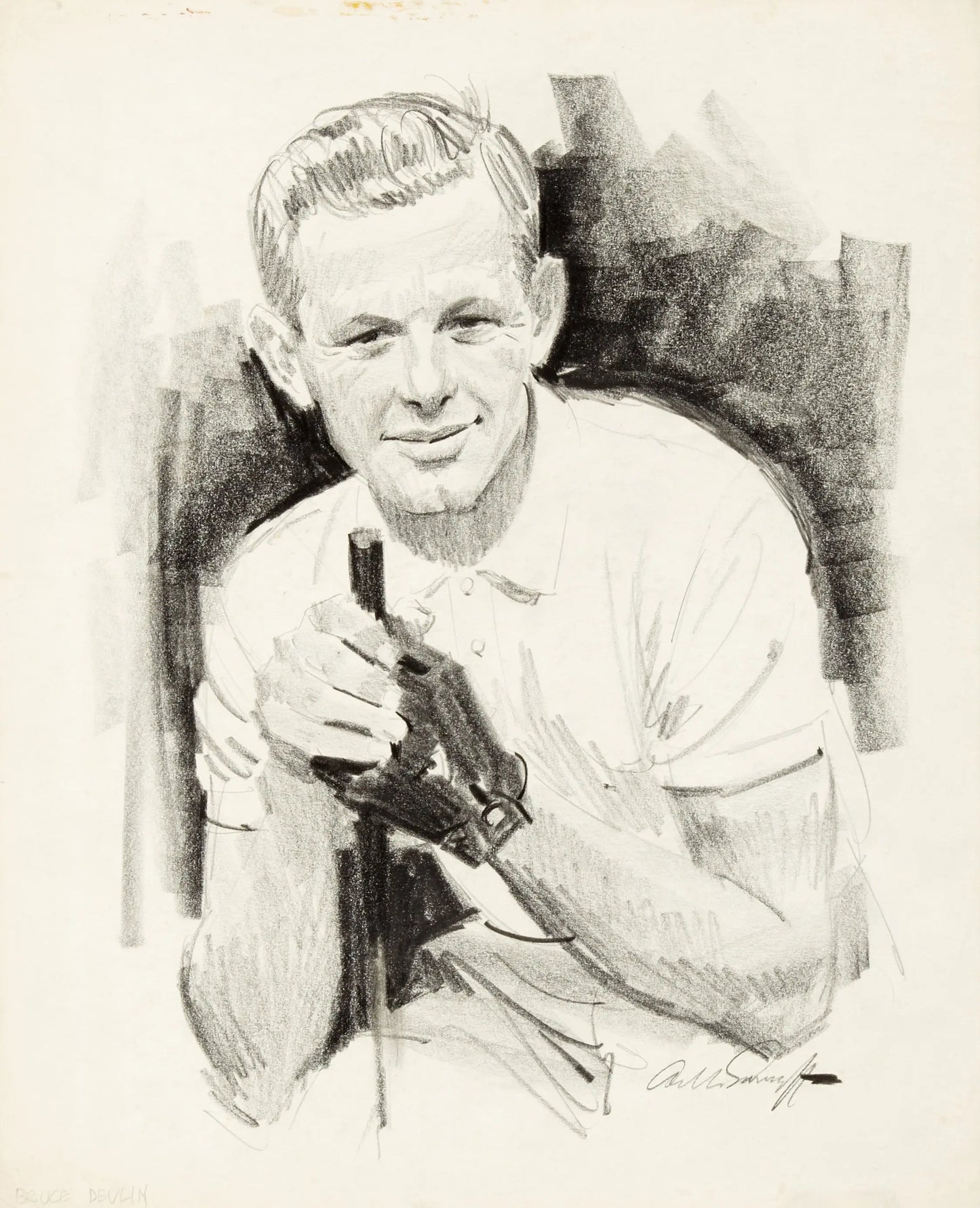 {{ product_title }} Fine Art Print | {{ product_vendor }} Jakero77 Arthur Sarnoff - Sketch Bruce Devlin Golf Tournament 1960s Signed - 17"x22" Print Art Print Jakero77