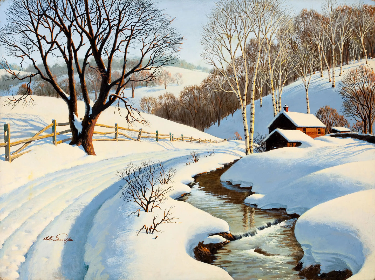 {{ product_title }} Fine Art Print | {{ product_vendor }} Jakero77 Arthur Sarnoff - Winter Blanket Landscape (1940s) - 17" x 22" Fine Art Print Art Print Jakero77