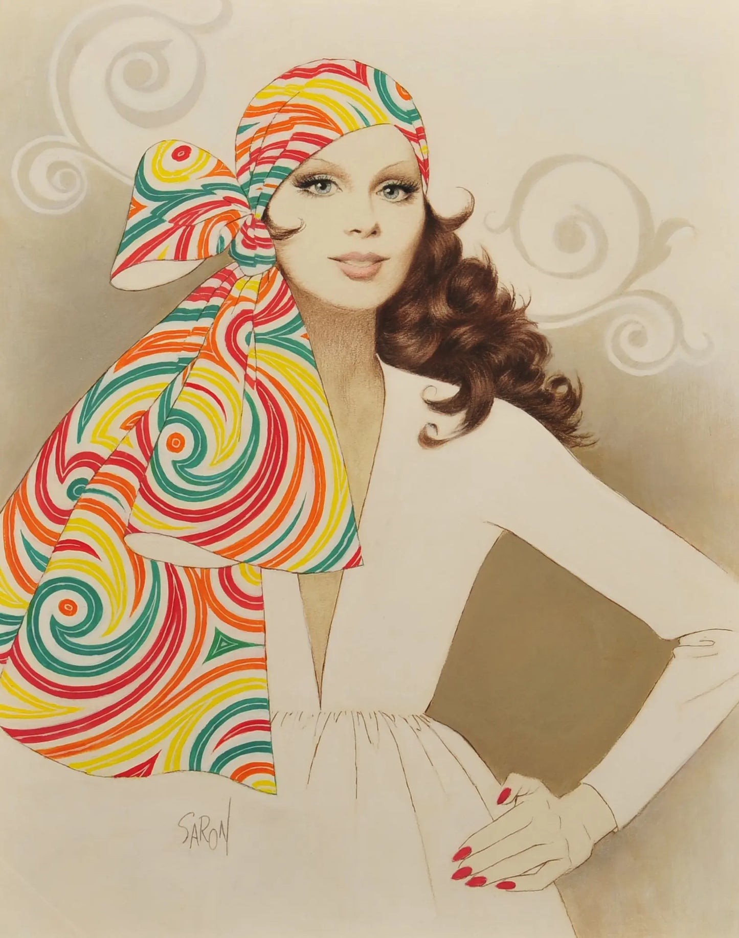 {{ product_title }} Fine Art Print | {{ product_vendor }} Jakero77 Arthur Saron Sarnoff - Hippie Fashionista Pin-up 1960s Signed - 17" x 22" Print Art Print Jakero77
