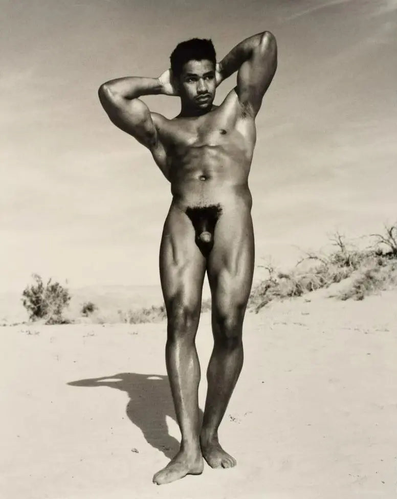 {{ product_title }} Fine Art Print | {{ product_vendor }} Jakero77 Bruce Bellas Vintage Homoerotic Nude Black Male Desert - 17" x 22" Fine Art Print - 1830 Art Print Jakero77