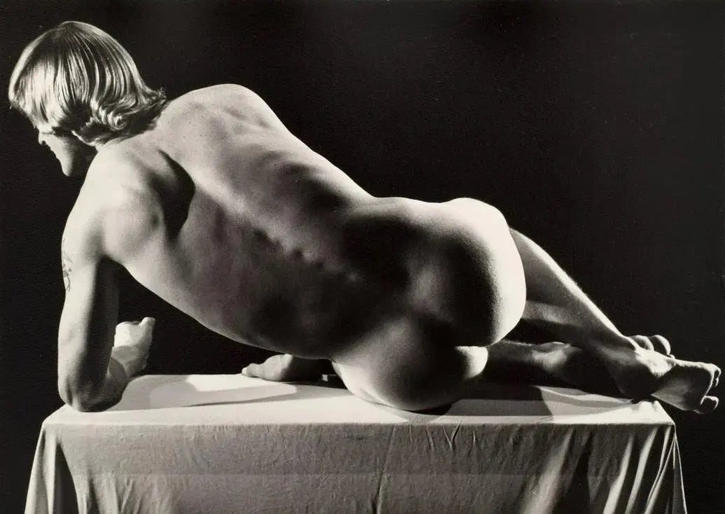{{ product_title }} Fine Art Print | {{ product_vendor }} Jakero77 Bruce Bellas Vintage Nude Blonde Guy Butt Homoerotic Gay - 17"x22" Fine Art Print -1771 Art Print Jakero77