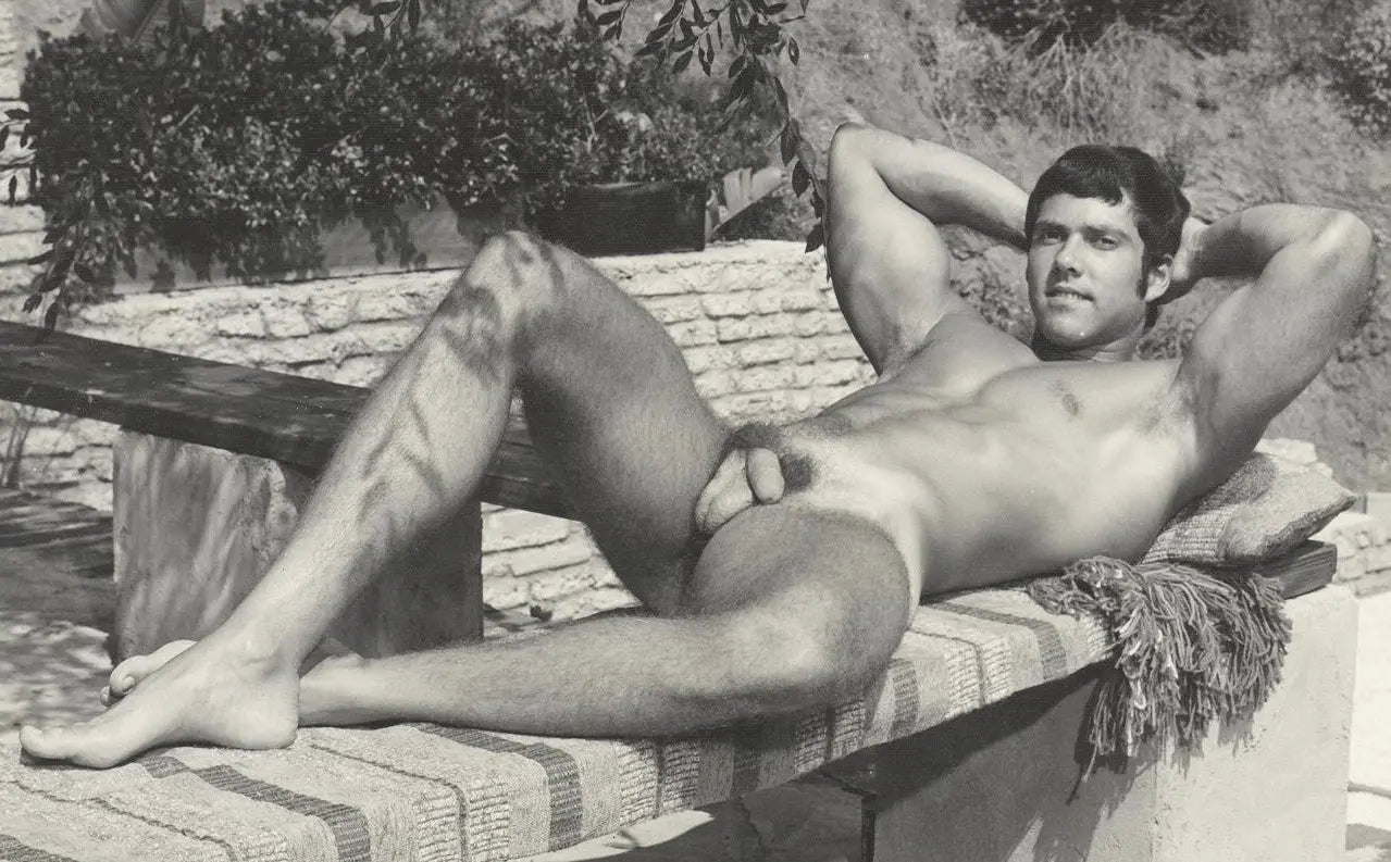 {{ product_title }} Fine Art Print | {{ product_vendor }} Jakero77 Bruce of LA Drew Burton Laying Nude in the Sun Homoerotic Vintage Gay Interest - 17" x 22" Fine Art Print - 2242 Art Print Jakero77