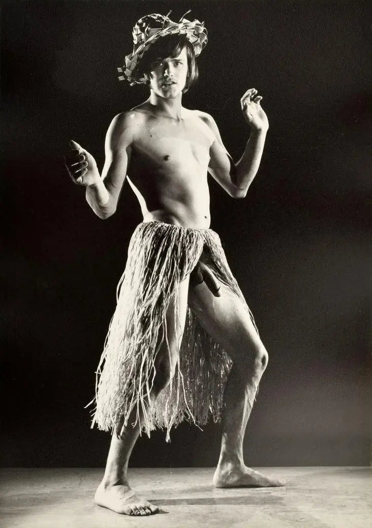 {{ product_title }} Fine Art Print | {{ product_vendor }} Jakero77 Bruce of LA Nude Male Grass Skirt Dancing Gay Interest - 17" x 22" Fine Art Print - 1758 Art Print Jakero77
