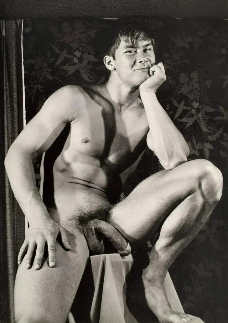 {{ product_title }} Fine Art Print | {{ product_vendor }} Jakero77 Bruce of LA Vintage Gay Interest Nude Male Cheeky Smile - 17"x22" Fine Art Print - 1709 Art Print Jakero77